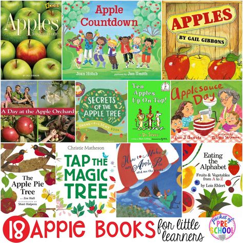 Apple Books for Little Learners Books About Apples, Grocery Store Dramatic Play, Pocket Of Preschool, Apple Craft, Early Childhood Classrooms, Apple Theme, Speech Activities, Read Alouds, Books For Children