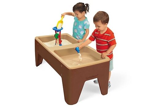 Toddler Two-Station Sand & Water Table - Natural Colors at Lakeshore Learning Sand Water Table, Toddler Storage, Water Table Activities, Water Tub, Water Activity, Lakeshore Learning, Sand And Water Table, Sensory Table, Plastic Table