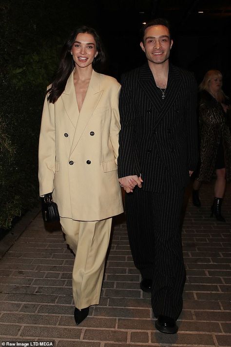 Newly-engaged Ed Westwick and Amy Jackson don matching suits at party Ed Westwick And Amy Jackson, Matching Suits, Mayfair Hotel, Ed Westwick, 1 Hotel, Amy Jackson, Chuck Bass, Newly Engaged, Twin Flame