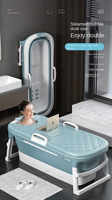 152 cm Foldable Bathtub with Temperature Display, Thermostatic Cover and Foot Massage, Easy to Store Bathtub Cover, Large Bathtubs, Large Bathtub, Home Sauna, Portable Bathtub, Baby Tub, Portable Sauna, Spa Home, Best Bathtubs