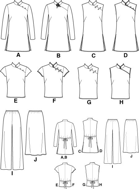 chinese dress sewing patterns | New Look 6203 - Misses Evening Tops, Tunics, Skirt and Pants Free Tunic Sewing Pattern, Tunic Sewing Patterns For Women, Sewing Patterns Tops, Chinese Dresses Pattern, Cheongsam Pattern, Projek Menjahit, Tunic Sewing Patterns, Patron Vintage, Evening Tops