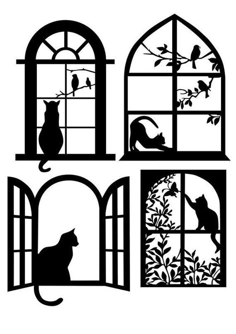 Silhouette Chat, Bedroom Wall Hangings, Artwork For Home, Silhouette Art, Christmas Illustration, Kirigami, Bottle Art, Metal Artwork, Cat Drawing