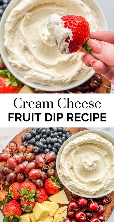 This flavorful dip combines cream cheese and yogurt. Dip your favorite fruit in it for a healthier dessert or snack! Cream Cheese Fruit Dip Recipe, Greek Yogurt And Honey, Fruit Dip Recipe, Healthy Cream Cheese, Chinese Chicken Salad Recipe, Cream Cheese Fruit Dip, Fruit Dips Recipes, Veggie Snacks, Fresh Salad Recipes