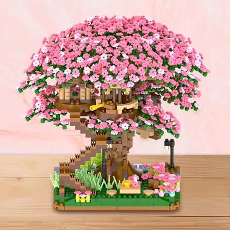 Tree Building, Sakura Tree, Blossom Tree, Cherry Blossom Tree, Bonsai Tree, Tree House, Building Blocks, Cherry Blossom, Lego