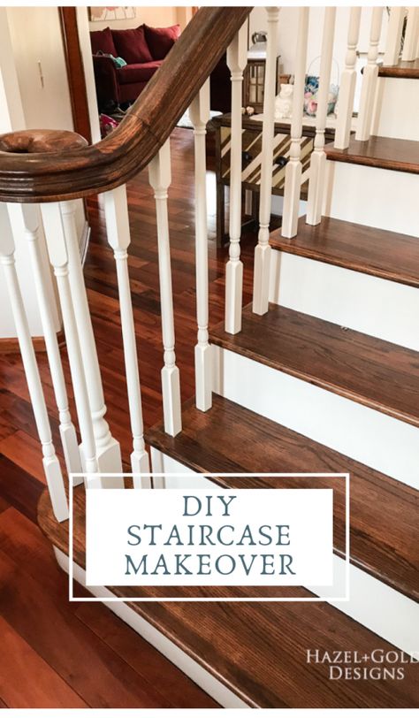 Stairs Makeover Design, Diy Staircase Makeover, Stairs Makeover Ideas, Stairs Renovation, Painted Staircases, Stair Makeover, Diy Staining, Diy Staircase, Stairs Makeover