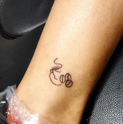 Espresso Bean Tattoo, Coffee And Donut Tattoo, Coffee Beans Tattoo, Espresso Tattoo, Coffee Bean Tattoo, Seed Tattoo, Donut Tattoo, Coffee Cup Tattoo, Cup Tattoo