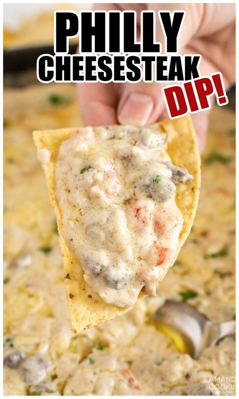 Philly Cheesesteak Dip Recipes, Cream Cheese Philly Cheese Steak, Picking Foods For Party, Outback Three Cheese Steak Dip Recipe, Philly Cheesesteak Appetizer, Mini Philly Cheese Steak Appetizers, Cheesteak Dip, Cheesesteak Bar Party, Smoked Philly Cheese Steak Dip