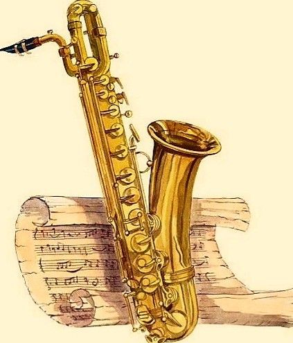 Baritone Saxophone Drawing, Bari Saxophone Aesthetic, Saxophone Drawing, Bari Saxophone, Saxophone Tattoo, Saxophone Art, Baritone Sax, Instruments Art, Piano Art