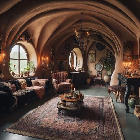 Hobit Houses Inside, Hobit Houses Aesthetic, Hobbit Interior, Hobbit Aesthetic Home, Bilbo Baggins House, Hobbit Room, Hobbit House Interior, Hobbit Home, Cob House Plans