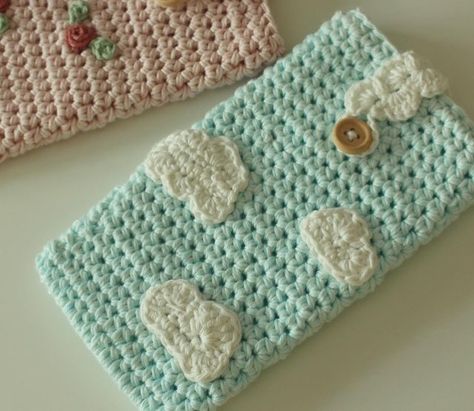 Crochet Calculator Case, Crochet Pencil Case No Zipper, Crochet Pencil Pouch, Phone Bag Crochet, Crochet Pencil Case, Crochet Wallet, Crochet Phone Cases, Crochet Case, Crochet Pouch