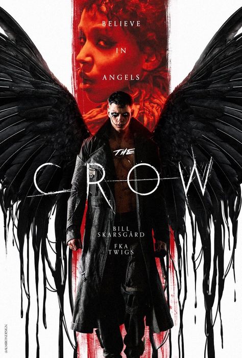 THE CROW (2024) poster design by Axel Almirón The Crow Movie, Tribute Poster, Bill Istvan Günther Skarsgård, Midnight Fantasy, Crow Movie, Eric Draven, Classic Films Posters, 2024 Poster, Escalated Quickly