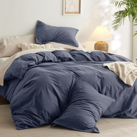 Heavy Comforter Bedding, Navy Blue And White Bedding, Men’s Bedroom Bedding, Grey And Blue Bedding, Blue And Cream Bedding, Colored Comforter Bedroom, Blue And Orange Bedding, Orange And Blue Bedding, Blue Room Themes Bedrooms