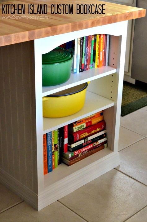 This is a sponsored post on behalf of Homes.com. Here we go… the first of many kitchen projects. I’m so excited to share our Kitchen Island Custom Bookcase today! When we first started talking about what we wanted to change in our kitchen I knew I wanted to extend our kitchen island. While we were … Kitchen Bookcase, Custom Bookcase, Kitchen Bookshelf, Kitchen Lighting Over Table, Cookbook Storage, Cookbook Collection, French Country Dining Room, Bookcase Cabinet, Small Kitchen Island