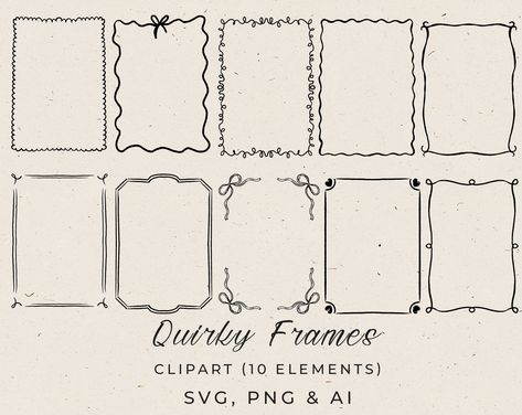 Cool Art Frames, Letter Frame Design, Frames Drawing Ideas, Frame Drawing Ideas, Gothic Border, Hand Drawn Frames, Drawn Frames, Picture Frame Drawing, Wavy Frame