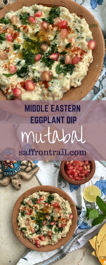 Mutabal - A Middle Eastern Eggplant Dip Recipe for Mutabal / Moutabbal / Moutabel - an eggplant dip which is part of a Mezze platter. A bowl of hummus, another bowl of mutabal, a stack of pita breads or crackers, and you'll feel that life is indeed amazing Middle Eastern Eggplant, Eggplant Dip Recipes, Mezze Platter, Roasted Eggplant Dip, Arabic Recipes, Eggplant Dip, Middle Eastern Dishes, Eastern Cuisine, Lebanese Recipes