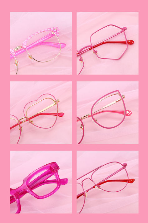 Pink Glasses Aesthetic, Pink Glasses Frames, Iris Cabin, Pink Eyeglasses, Pink Glasses, Your Biggest Fan, Apartment Office, Cute Glasses, Pink Power