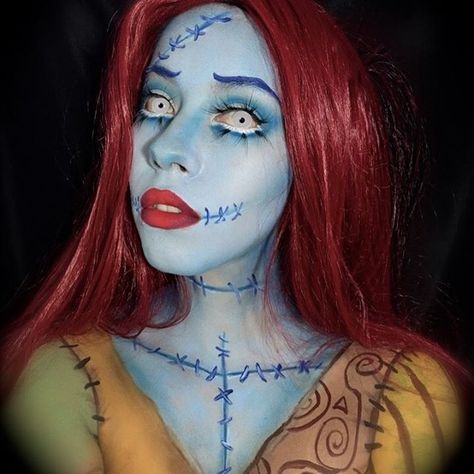 🎃💀Sally the rag doll💀🎃 All details in previous post!! #hanzoween #hanzfamily… Sally Make Up, Sally Nightmare Before Christmas Makeup, Mars Makeup, Nightmare Before Christmas Makeup, Sally Makeup, Sally Costume, Weird Vintage, Sally Nightmare, Sally Nightmare Before Christmas