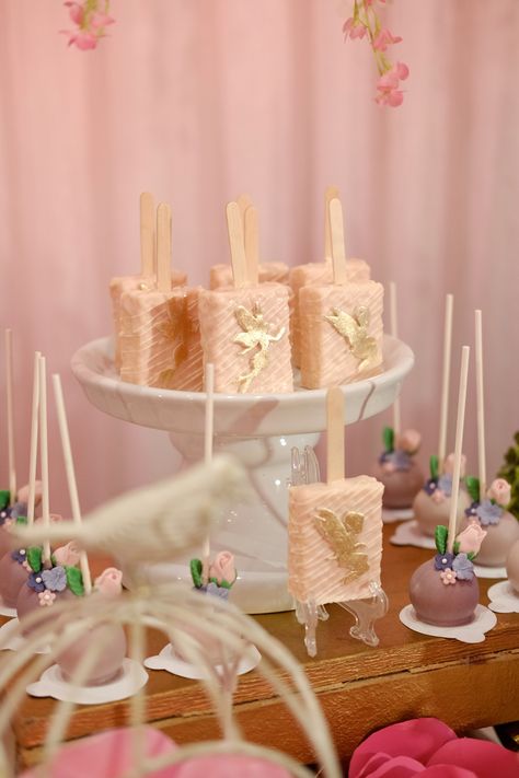 Fairy Rice Krispie Treats, Fairy First Birthday Cake Pops, Fairy Treat Table, Fairy First Dessert Table, Fairy First Birthday Treats, Fairy First Birthday Dessert Table, Fairy First Birthday Food Ideas, Fairy Dessert Table, Fairy Desserts