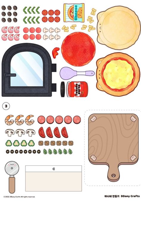 Cute Food Printable, Printable Food Templates, How To Make Paper Food, Paper Toys Template Food, Paper Food Ideas, Pizza Paper Craft, Paper Food Printable, Paper Diy Printable, Paper Doll Food