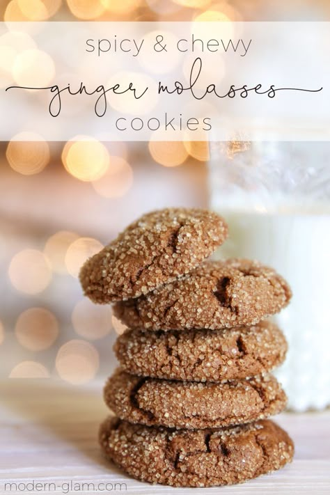 Ginger Cookies With Crystallized Ginger, No Chill Molasses Cookies, Spicy Molasses Cookies, Crystallized Ginger Cookies, Crystalized Ginger Cookies, Soft Chewy Molasses Cookies, Molasses Ginger Cookies Chewy, Ginger Cookies With Candied Ginger, Candied Ginger Cookies