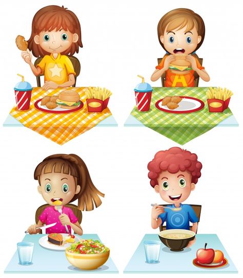 Children eating food on the dining table | Free Vector #Freepik #freevector #food #children #table #child Table Manners, Baby Illustration, On October 3rd, Cooking With Kids, Cute Gif, Happy Kids, Pluto The Dog, Vector Free, Mario Characters