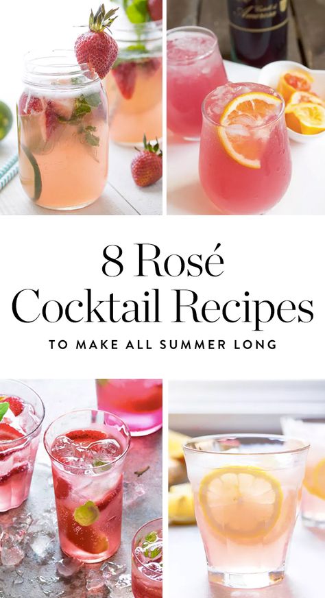 Rose Cocktail Recipes, Brunch Punch, Rose Drink, Cocktail Vodka, Wine Cocktail Recipes, Cocktail Gin, Spicy Cocktail, Rose Cocktail, Refreshing Summer Cocktails