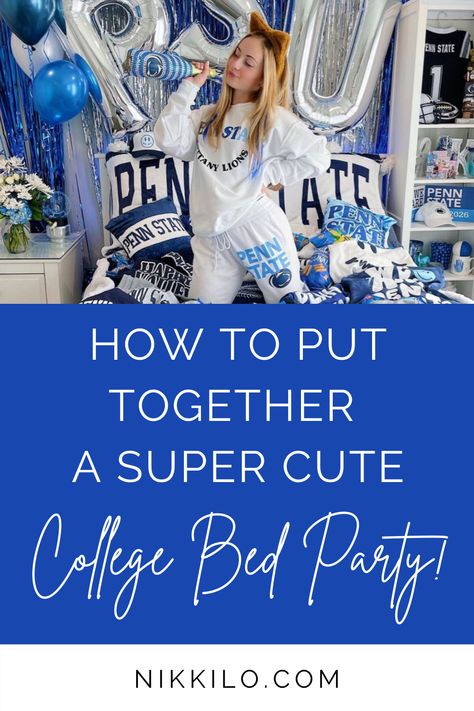 College Bed Party, College Announcements, College Bed, Bed Party, Barnard College, College Bedding, College Acceptance, College Bedroom, Small Balloons