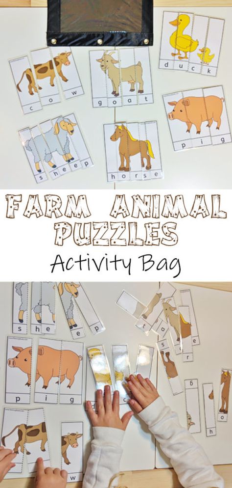 Farm Animal Puzzles Activity Bag - Raising Hooks Farm Animal Sorting Activity, Farm Animal Physical Activities, Farm Large Group Activities, Farm Animals Physical Activities, Language And Literacy Activity Preschool Animals, Farm Animal Finger Plays, Preschool Farm Language Activities, Farm Activities For Middle School, Barnyard Dance Activities Preschool