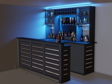 Luxury Home Bar, House Bars, Shops Designs, U Shaped Bar, Step Shelves, Dream Bars, House Parties, Loft Space, Home Bars