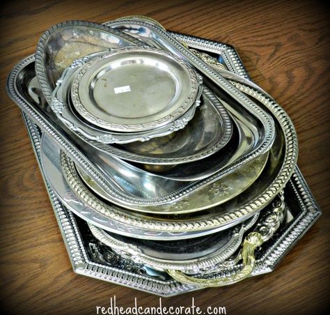 Store Outfits, Thrift Store Upcycle, Thrift Store Makeover, Thrift Store Diy, Thrift Store Outfits, Thrift Store Decor, Thrift Store Shopping, Silver Platters, Thrift Store Furniture