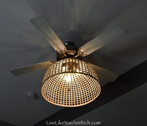 Apartment Ceiling Fan Makeover, How To Update Old Ceiling Fans, Update Ceiling Fan Light Covers, Diy Ceiling Fan Light Cover, Ceiling Fan Makeover Diy Ideas, Ceiling Fan Upcycle, Ceiling Fan Upgrade, Old Ceiling Fan, Ceiling Fan Diy