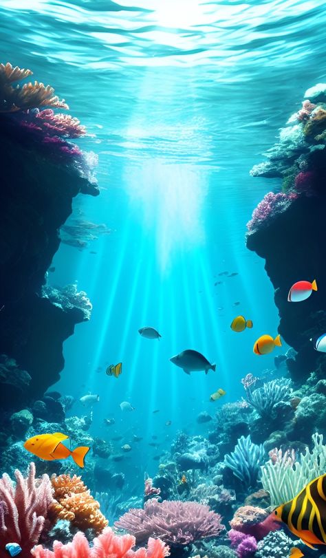 Ocean Environment Concept Art, Ocean Scenes Underwater, Under Ocean Painting, Under Water Drawing, Under Water Scene, Under The Sea Pictures, Under The Sea Background, Underwater Drawing, Underwater Scenes