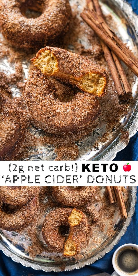 (Baked!) Paleo & Keto Apple Cider Donuts #keto #ketorecipes #ketodiet #paleo #glutenfree #donuts Low Carb Apple Cider Donuts Recipe, Keto Apple Cider Donuts Recipe, Keto Apple Cider, Apple Cider Donuts Recipe, Keto Donuts, Keto Muffins, Low Carb Low Fat Recipes, Keto Treats, Best Low Carb Recipes