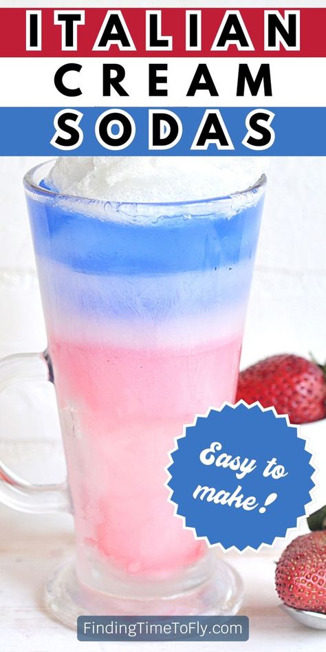 Enjoy these ice-cold patriotic red,white, and blue Italian cream sodas this holiday season. These drinks are so easy to make and absolutely perfect for your fourth of July parties or any patriotic celebrations. Make them in any color combination for birthday parties, or any casual get together with friends. Red White And Blue Drinks Nonalcoholic, Fourth Of July Drinks Nonalcoholic, 4th Of July Drinks Nonalcoholic, Italian Sodas, Patriotic Drinks, Drinks Nonalcoholic, Fourth Of July Drinks, Italian Cream Soda, Torani Syrup