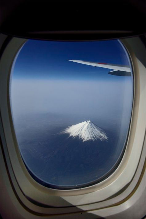 Japan, Mount Fuji on the way from Tokyo to Hiroshima Plane Window View, Airplane Window View, Photography Training, Plane Window, Window Views, Monte Fuji, Mont Fuji, Hiroshima Japan, Airplane Window