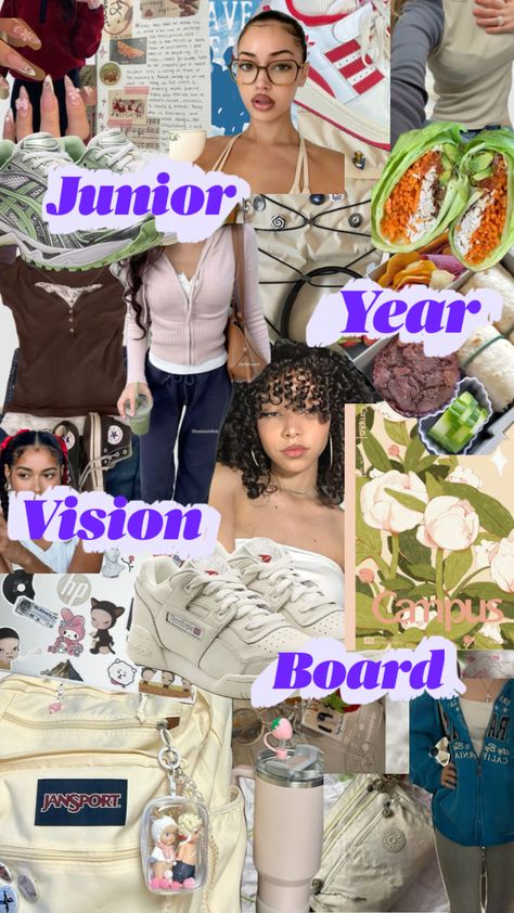 Junior year vision board ♡´･ᴗ･`♡ Junior Year Aesthetic, Junior Year High School Aesthetic, Year Vision Board, Junior Year High School, Junior Year, Book Box, After School, School Year, Back To School