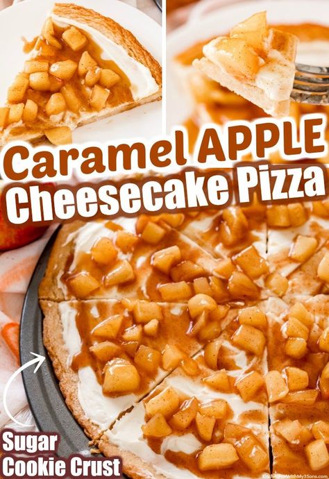 Caramel Apple Pizza, Caramel Apple Fruit Pizza, Cream Cheese Pizza, Apple Dessert Pizza, Sugar Cookie Pizza, Apple Topping, Caramel Apple Salad, Apple Pizza, Dessert Pizza Recipes