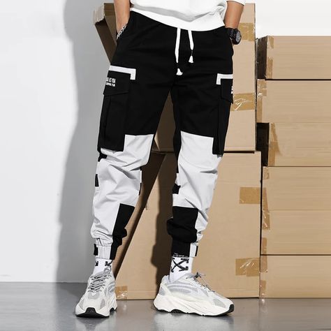 Baggy Cargo Pants Men, Hip Hop Street Fashion, Streetwear Sweatpants, Estilo Harajuku, Overalls Casual, Black Harem Pants, Hip Hop Pants, Overalls Men, Casual Cargo Pants