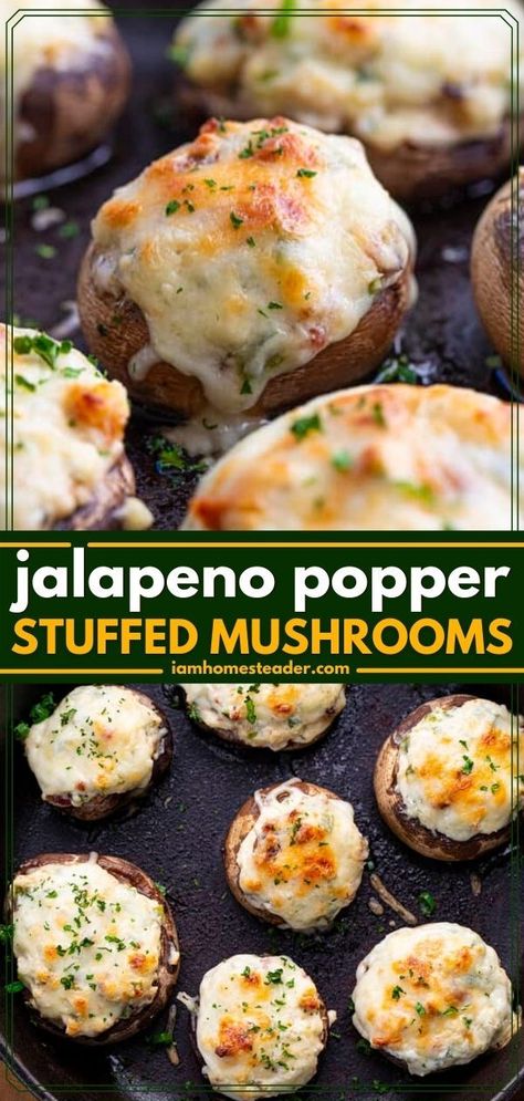 Stuffing Mushrooms Thanksgiving, 2023 Thanksgiving Food, Jalapeno Popper Stuffed Mushrooms, Stuffed Mushrooms For Thanksgiving, Yummy Thanksgiving Recipes, Best Easy Thanksgiving Recipes, Things To Take To Thanksgiving Dinner, Thanks Giving Recipes Thanksgiving, Thanks Giving Ideas Food