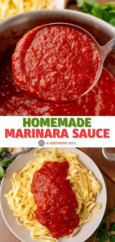 Making Homemade Marinara Sauce is easier than you might expect! This sauce is made with simple, wholesome ingredients with no preservatives or additives like in store-bought options. With the rich flavor of crushed tomatoes, fresh garlic, and a touch of red pepper flakes, it’s a versatile and budget-friendly sauce you’ll love using on everything from pasta to pizza! Basic Marinara Sauce, Marinara Sauce From Tomato Paste, Homemade Red Sauce Pasta, Make Your Own Tomato Sauce, Canned Diced Tomato Pasta Sauce, Pasta Sauce With Crushed Tomatoes, Best Marinara Sauce Recipe, How To Make Pasta Sauce Easy, Homemade Marinara Sauce Easy