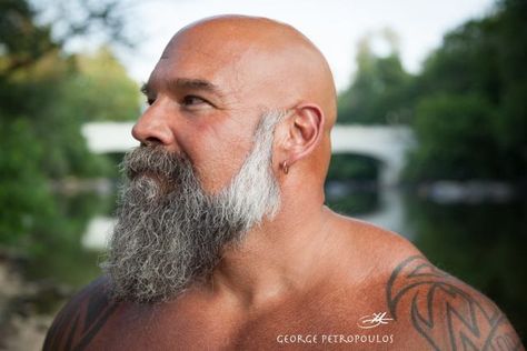 Big Beards Men, Men Chest Hair, Grey Bearded Men, Viking Beard Styles, Shaved Head With Beard, Goatee Styles, Beard Images, Beard And Mustache Styles, Bald Men With Beards