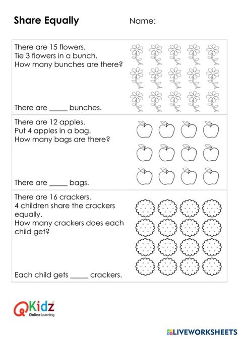 Division Grade 1 Worksheet, Division Worksheets 1st Grade, Division For Grade 2, Division Worksheets For Grade 2, Year 2 Maths Worksheets, Homeschooling Worksheets, Evs Worksheet, Math Division Worksheets, Easy Math Activities