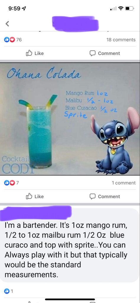 Lilo And Stitch Cocktail, Stitch Drink, Disney Alcoholic Drinks, Stitch Cocktail, Mango Rum, Stitch Wedding, Disney Movie Night, Mixed Drinks Alcohol, Themed Drinks