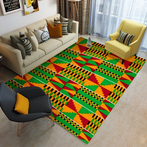 African Carpet, Rug Design Ideas, African Decor Living Room, Modern African Decor, African Room, Draps Design, African Interior Design, 3d Rug, Traditional Prints