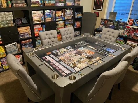 The Origins Game Table With Vaulted Playing Area Board Game Table Ideas, Board Game Tables, Game Table Ideas, Custom Poker Tables, Game Table And Chairs, Card Game Table, Board Game Table, Game Room Family, Game Tables