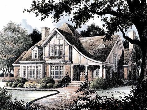 Tudor House Plan with 2989 Square Feet and 4 Bedrooms from Dream Home Source | House Plan Code DHSW53250 Southern Tudor Homes, Tudor House Plans, Castle Plans, Architectural Detailing, Modern Tudor, Mary Tudor, Sarah Bolger, Small Foyer, Irish Houses