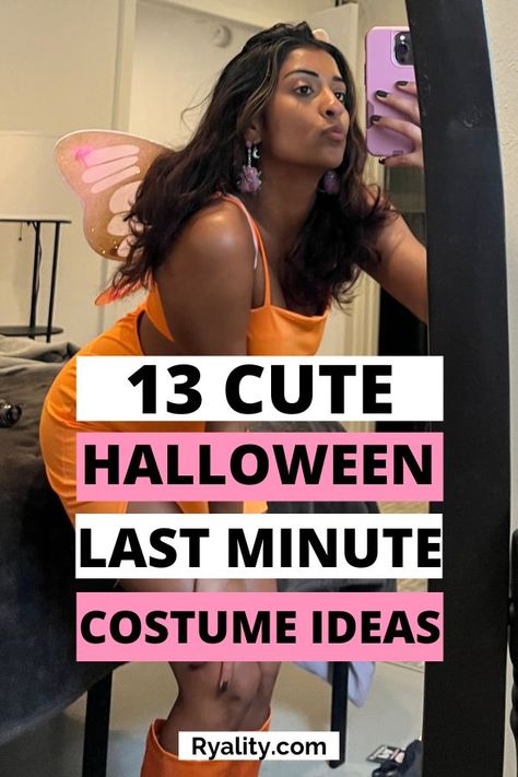 obsessed with these easy last minute costumes Las Minute Costume, Last Min Costume Easy, Simple Last Minute Costumes For Women, Last Halloween Costumes Minute, Fast Easy Halloween Costumes, Super Easy Last Minute Halloween Costume, Cute Last Minute Costumes, Last Minute College Halloween Costumes, Hot Last Minute Halloween Costumes