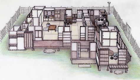 Seyseysha: Traditional Japanese wooden architecture Japanese Mansion Traditional, Japanese Floor Plan, Japanese Home Layout, Traditional Japanese Mansion, Traditional Japanese House Plans, Japanese House Layout, Japanese House Floor Plans, Japanese Construction, Japanese Mansion