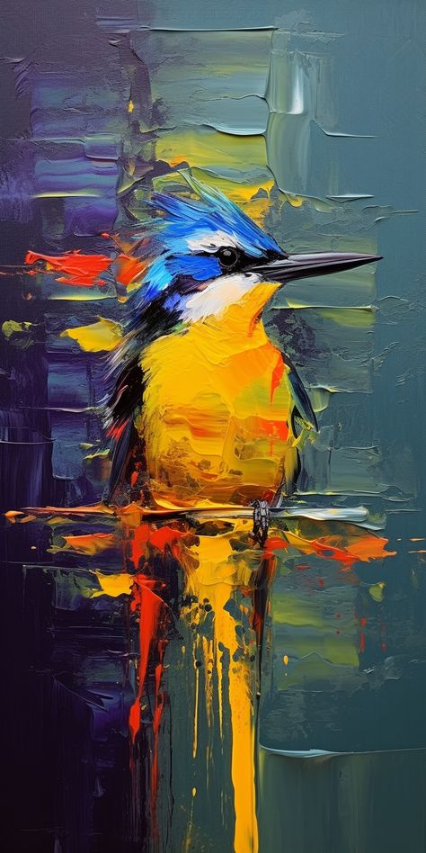 << View more Interesting HERE << Asian Hot Sauce, Bird Sitting On A Branch, Painting Tricks, Abstract Painting Acrylic Modern, Bird Painting Acrylic, Bird Sitting, Colorful Oil Painting, Art Gallery Wallpaper, Bird Wall Art