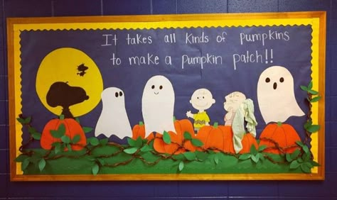 Charlie Brown Fall Bulletin Board, Charlie Brown Bulletin Board Ideas, Peanuts Door Decoration, Charlie Brown Halloween Decor, Great Pumpkin Charlie Brown Classroom Door, Snoopy Fall Bulletin Board Ideas, Snoopy Thanksgiving Classroom Door, Great Pumpkin Charlie Brown Bulletin Board, Snoopy Halloween Classroom Door